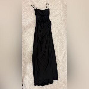 B Darlin Black Beaded Bodice Spaghetti Strap Prom Dress